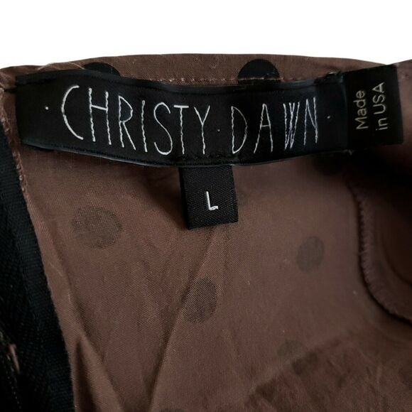 CHRISTY DAWN Fox brown polka dot open back fit & flare mini dress Size Large - Picture 4 of 6